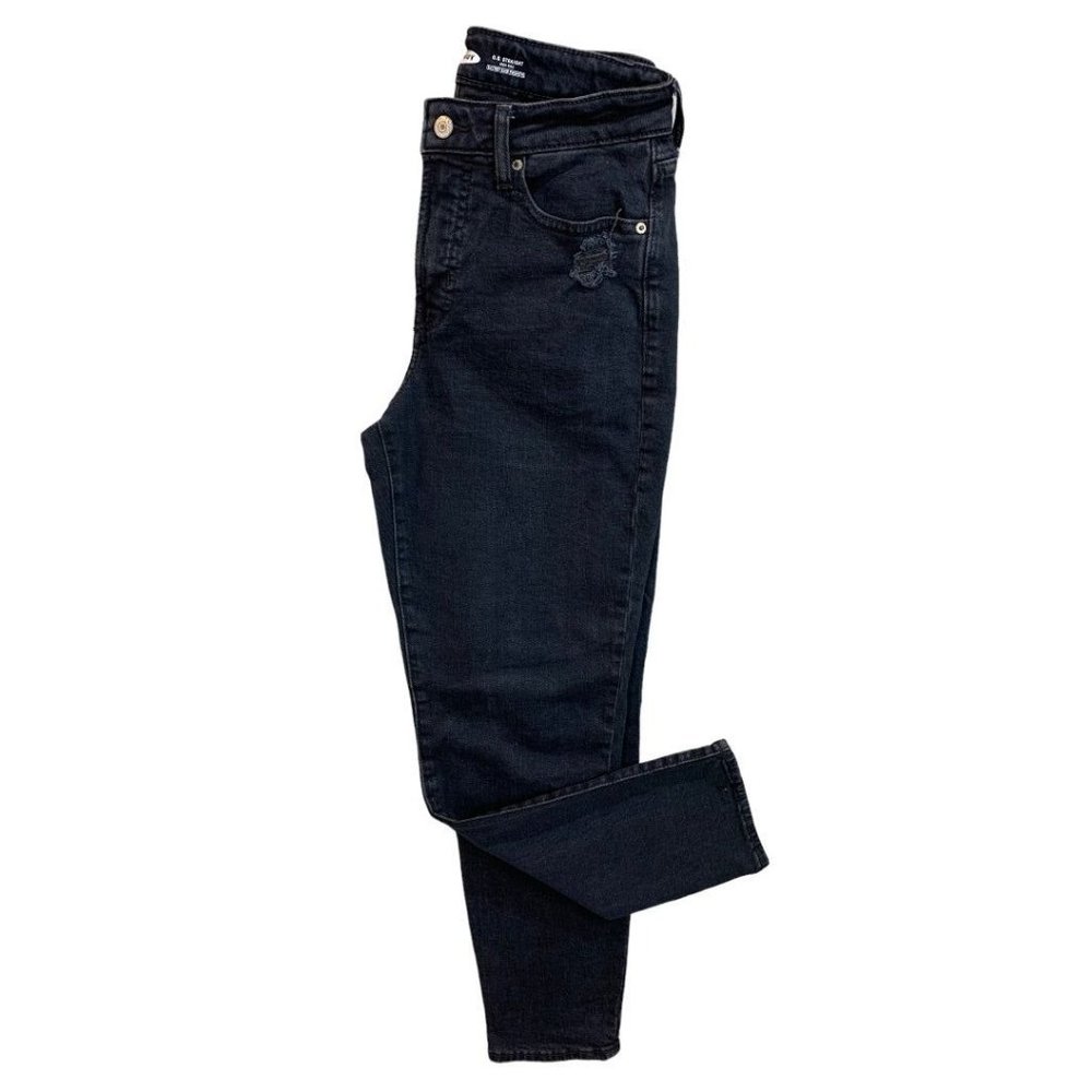 2 Old Navy Women's O.G. Straight High Rise Denim Dark Blue Jeans Secret-Slim Poc